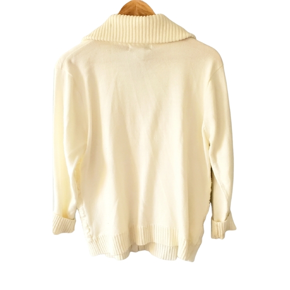 Maddie Ivory Acrylic Zip Front Sweater Size Large - Picture 2 of 4
